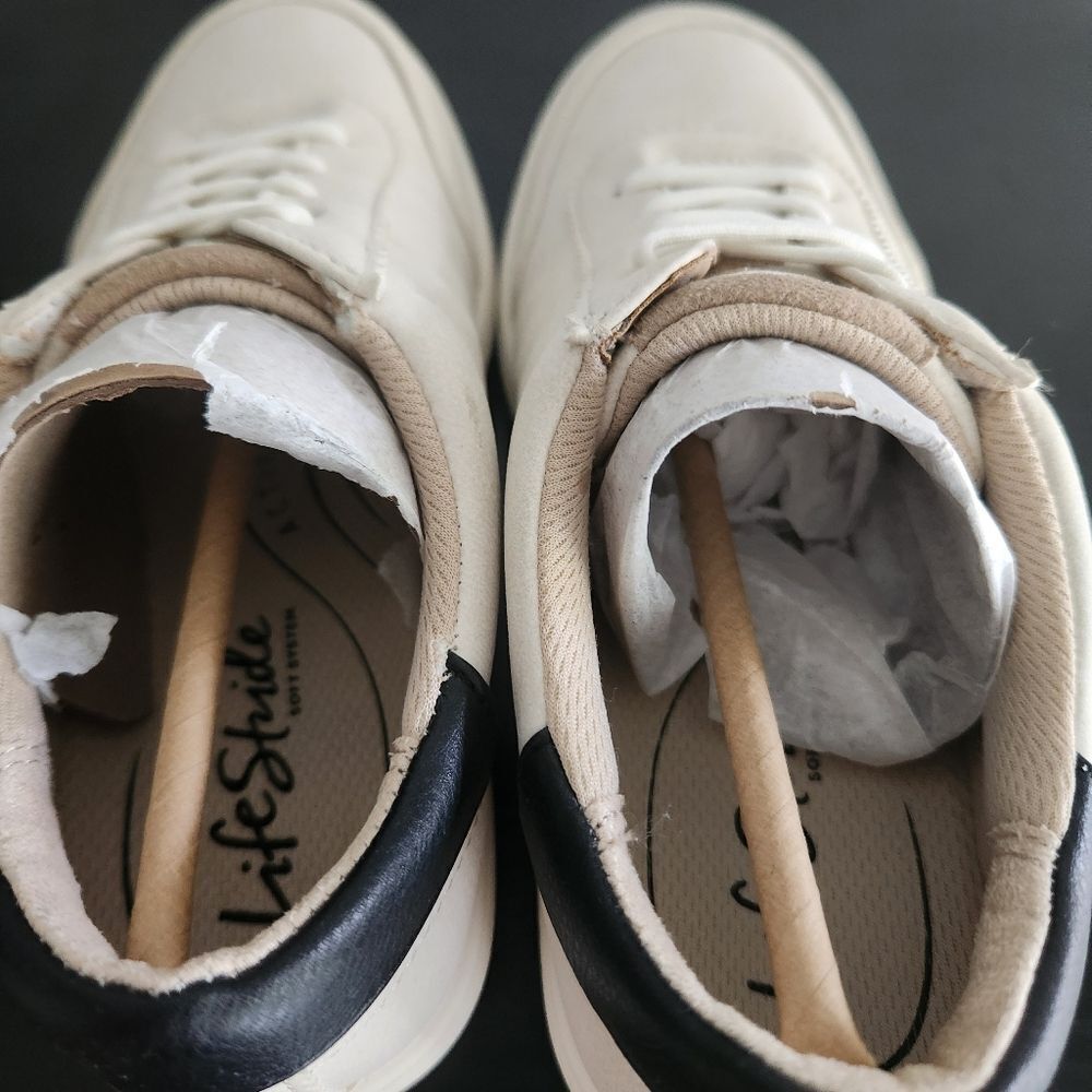 LifeStride Womens Happy Hour Lace Up Fashion Sneaker Cream & Black Size 6 - Picture 7 of 12